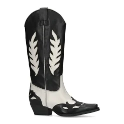 Zwarte Leren Cowboylaarzen Met Off White Details^Sacha Cheap