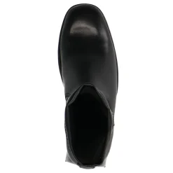 Zwarte Leren Enkellaarsjes Met Hak^Sacha Store