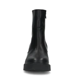 Zwarte Leren Enkellaarsjes Met Hak^Sacha Discount