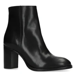 Zwarte Leren Enkellaarsjes Met Hak^Sacha Shop