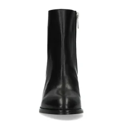 Zwarte Leren Enkellaarsjes Met Hak^Sacha Shop