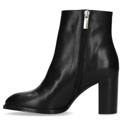 Zwarte Leren Enkellaarsjes Met Hak^Sacha Shop