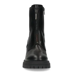 Zwarte Leren Enkellaarsjes Met Chunky Hak^Sacha Fashion