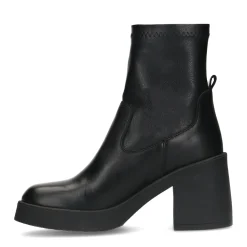 Zwarte Leren Enkellaarsjes Met Plateau Hak^Sacha Cheap