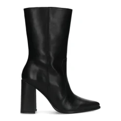 Zwarte Leren Enkellaarsjes Met Hak^Sacha Cheap