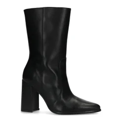 Zwarte Leren Enkellaarsjes Met Hak^Sacha Cheap