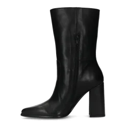 Zwarte Leren Enkellaarsjes Met Hak^Sacha Cheap