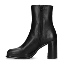 Zwarte Leren Enkellaarsjes Met Blokhak^Sacha Shop