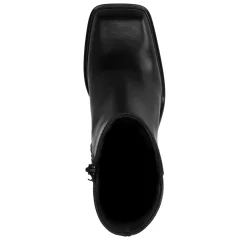 Zwarte Leren Enkellaarsjes Met Blokhak^Sacha Shop