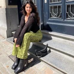 Zwarte Leren Enkellaarsjes Met Blokhak^Sacha Shop