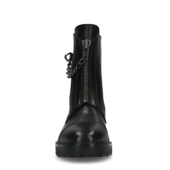 Zwarte Leren Enkellaarsjes Met Chunky Rits^Sacha Fashion