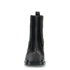 Zwarte Leren Enkellaarsjes Met Blokhak^Sacha Best