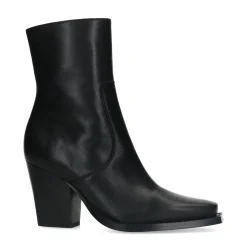 Zwarte Leren Enkellaarsjes Met Hak^Sacha Online