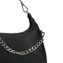 Zwarte Leren Handtas Met Zilverkleurige Chain^Sacha Discount