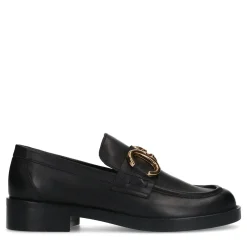 Zwarte Leren Loafers Met Goudkleurige Chain^Sacha Sale