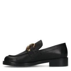 Zwarte Leren Loafers Met Goudkleurige Chain^Sacha Sale