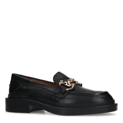 Zwarte Leren Loafers Met Chain^Sacha Best