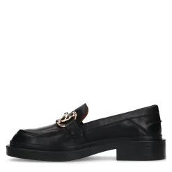 Zwarte Leren Loafers Met Chain^Sacha Best
