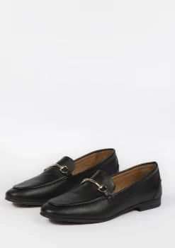 Zwarte Leren Loafers Met Goudkleurige Gesp^Sacha Cheap