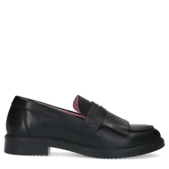 Zwarte Leren Loafers Met Franjes^Sacha Discount