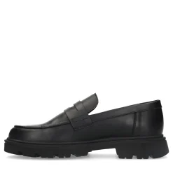 Zwarte Leren Loafers Met Grove Zool^Sacha Discount