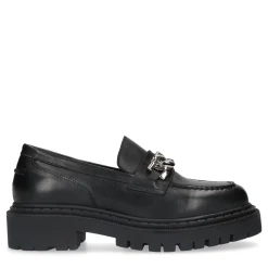 Zwarte Leren Loafers Met Chain^Sacha Best