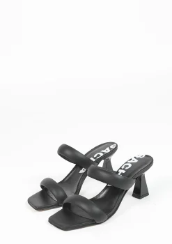 Zwarte Leren Muiltjes Met Trechterhak^Sacha Shop