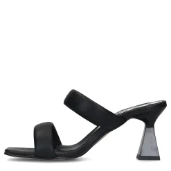 Zwarte Leren Muiltjes Met Trechterhak^Sacha Shop