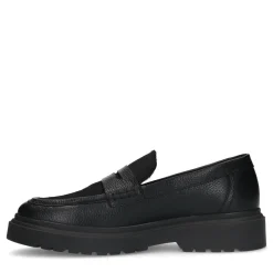 Zwarte Leren Penny Loafers^Sacha Fashion
