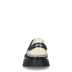 Zwarte Leren Plateau Loafers Met Witte Details^Sacha Fashion