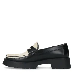 Zwarte Leren Plateau Loafers Met Witte Details^Sacha Fashion