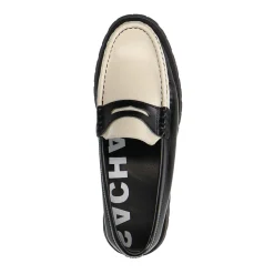 Zwarte Leren Plateau Loafers Met Witte Details^Sacha Fashion
