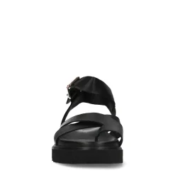 Zwarte Leren Plateau Sandalen^Sacha Clearance