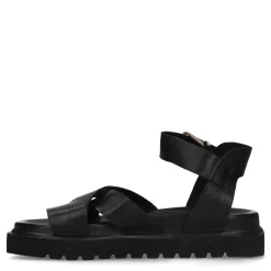 Zwarte Leren Plateau Sandalen^Sacha Clearance