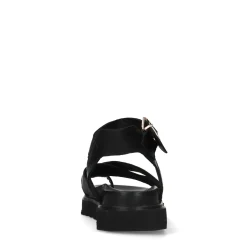 Zwarte Leren Plateau Sandalen^Sacha Clearance