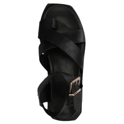 Zwarte Leren Plateau Sandalen^Sacha Clearance