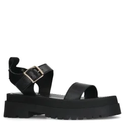 Zwarte Leren Plateau Sandalen^Sacha Cheap
