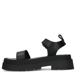 Zwarte Leren Plateau Sandalen^Sacha Cheap