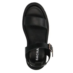 Zwarte Leren Plateau Sandalen^Sacha Cheap