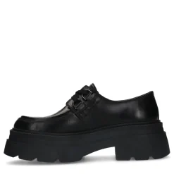 Zwarte Leren Platform Veterschoenen^Sacha Online