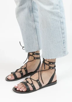 Zwarte Leren Sandalen^Sacha Clearance