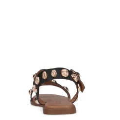 Zwarte Leren Sandalen Met Goudkleurige Studs^Sacha Discount