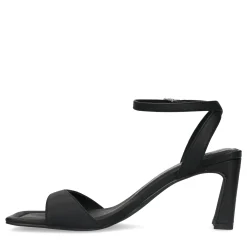 Zwarte Leren Sandalen Met Rechte Hak^Sacha New