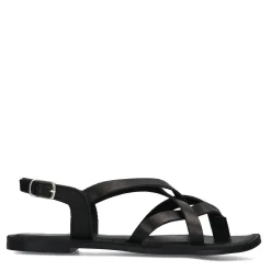 Zwarte Leren Sandalen Met Gekruiste Bandjes^Sacha Fashion
