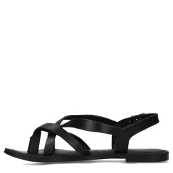 Zwarte Leren Sandalen Met Gekruiste Bandjes^Sacha Fashion