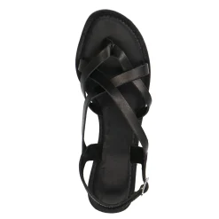 Zwarte Leren Sandalen Met Gekruiste Bandjes^Sacha Fashion