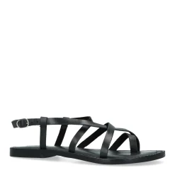 Zwarte Leren Sandalen Met Gekruiste Bandjes^Sacha New