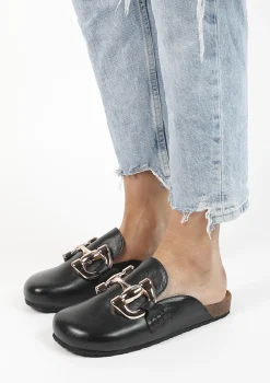 Zwarte Leren Slip Ons Met Chain^Sacha Best Sale