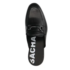 Zwarte Leren Slip-On Loafers^Sacha New