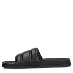 Zwarte Leren Slippers^Sacha Outlet